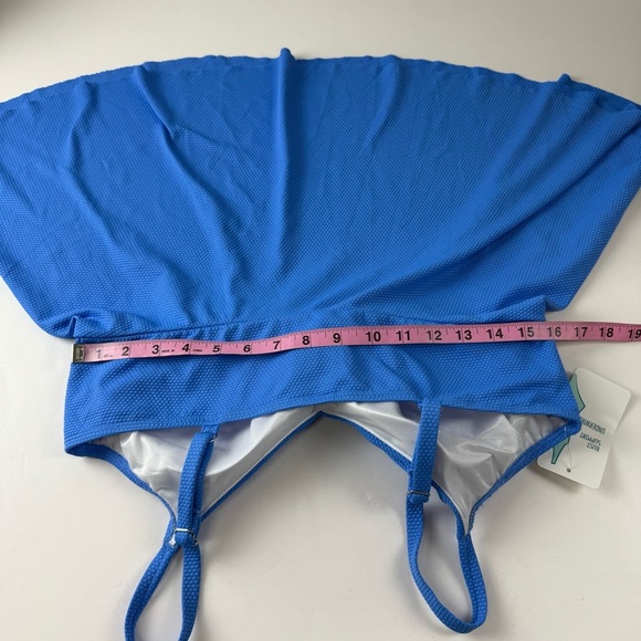 Swim Solutions Tankini Top Womens 16 Blue Textured Bust Support Underwire - Picture 8 of 9